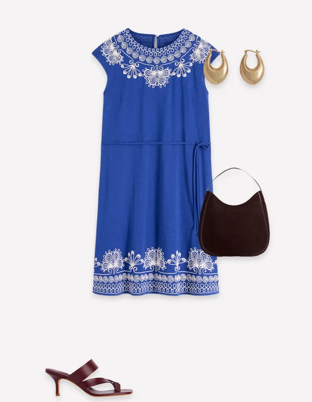 boden embroidered jersey dress Short - Bright Blue colour_olivegreen