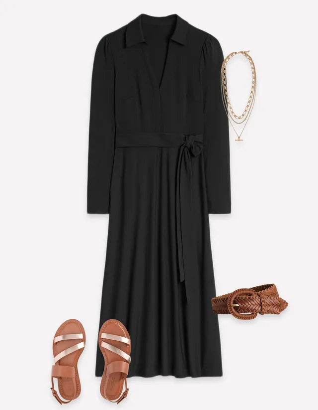 boden imogen collared jersey dress - Black Womens dresses