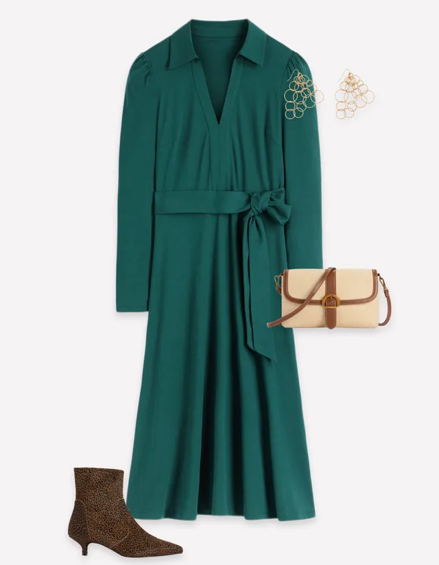 boden imogen collared jersey dress - Sea Moss Womens dresses