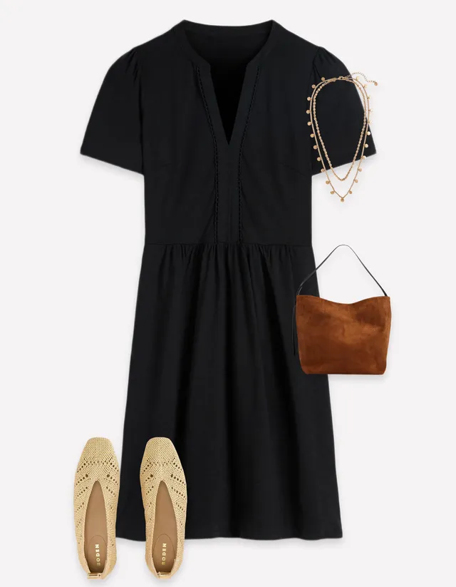 Naomi Short Sleeve Dress - Black