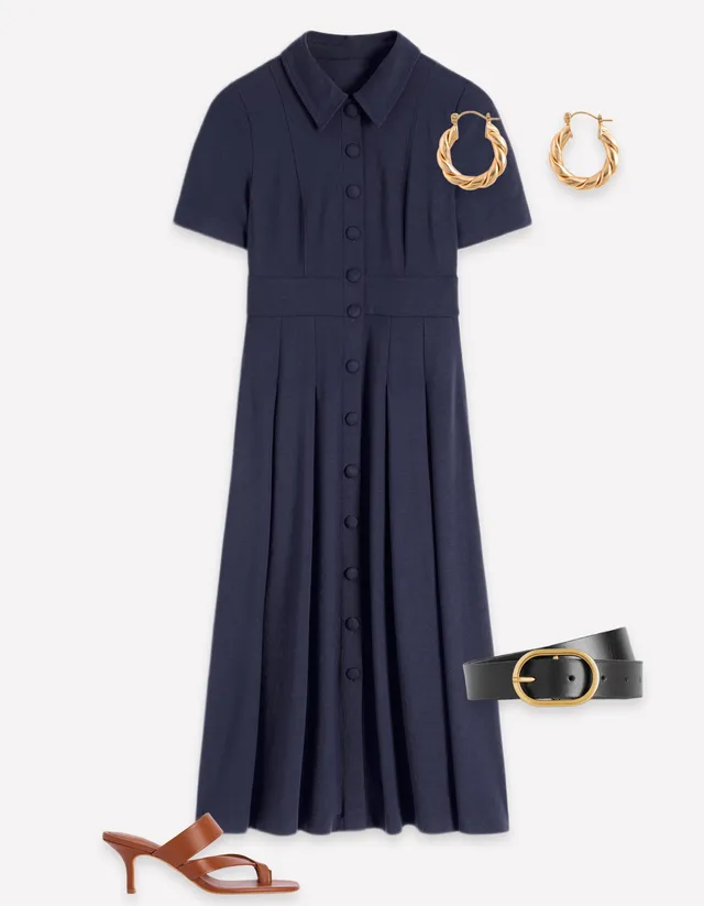 Boden Women's Bridget Ponte Shirt Dress in Blue