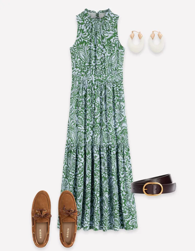Camalie Jersey Maxi Dress - Green, Elaborate Gardenia