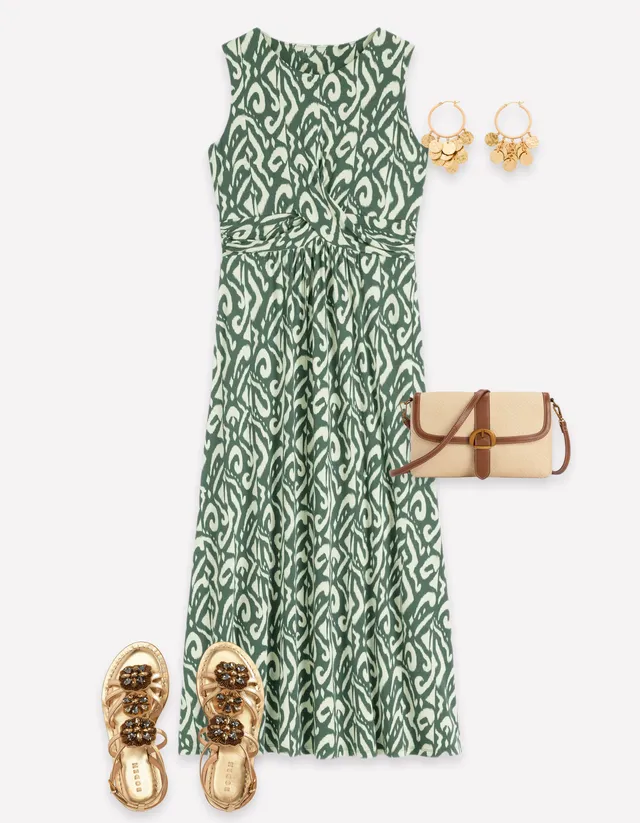 zara green tiger dress Cross Waist Jersey - Hunter Green, Ikat Animal print dress