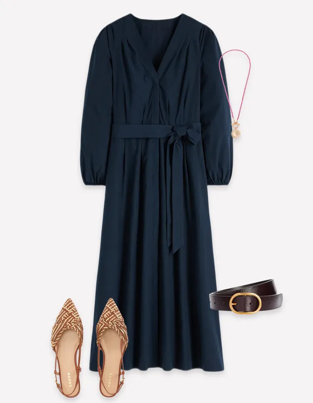 navy dress casual Boden Women's Nicola Cotton Midi in Blue Shoes Size:L | ITA 44 | EU 40 | UK 12 | US 8 slip on shoe abyoxi Women's Red & USA Model is 57