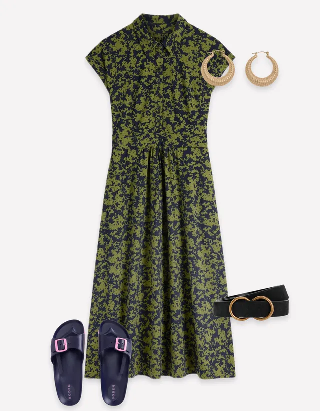 green dress womens Fae Jersey Shirt - Forest Green, Sprayed Leaf formfitting